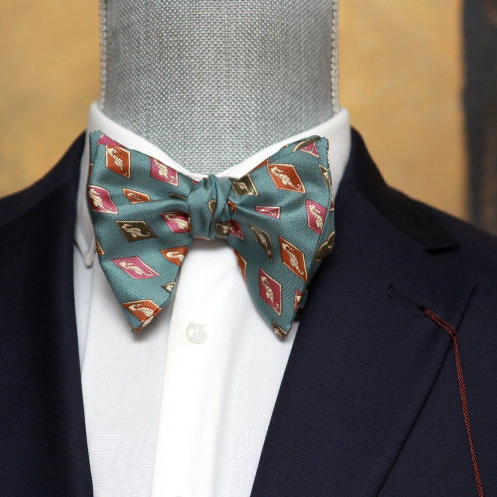 New Men's Self-tied Bow Tie 100%Silk Big‎ Butterfly Gift Box Nautica Motive S658 - Picture 10 of 12